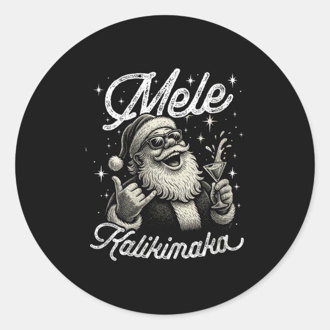 Sticker Rond Womens Retro Mele Kalikimaka Hawaiian Christmas Ta (Devant)