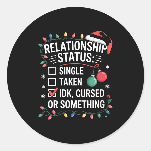Sticker Rond Womens Single Taken Cursed Relationship Status Chr (Devant)