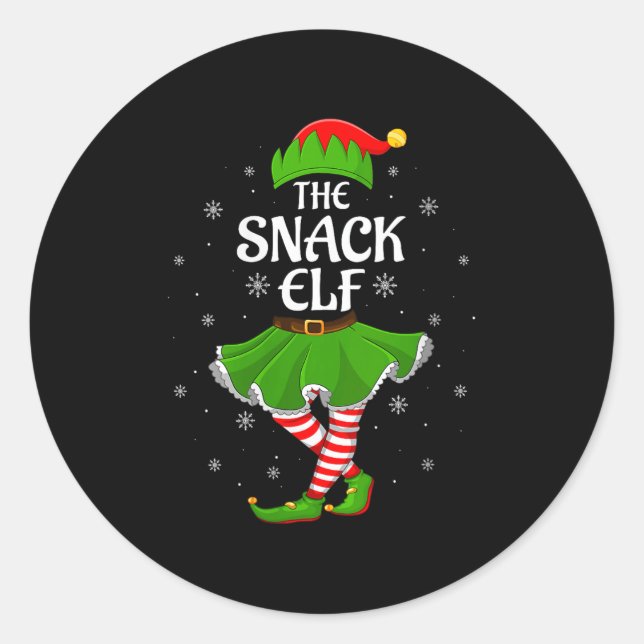 Sticker Rond Womens Snack Elf Christmas Family Girls Women Elf  (Devant)