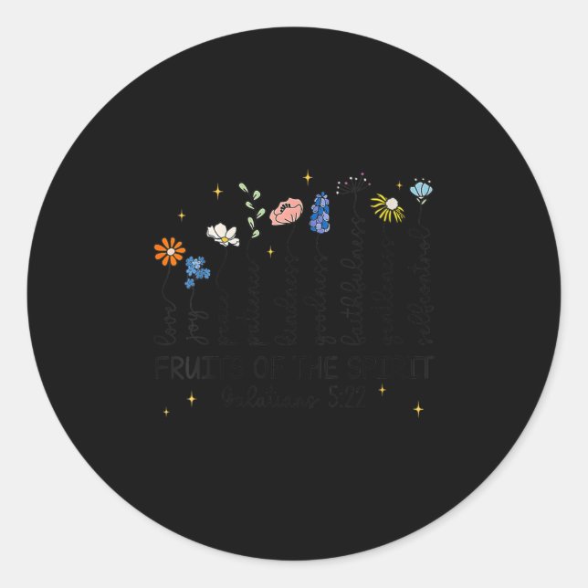 Sticker Rond Womens The Fruits Of The Srit Christian Wildflower (Devant)