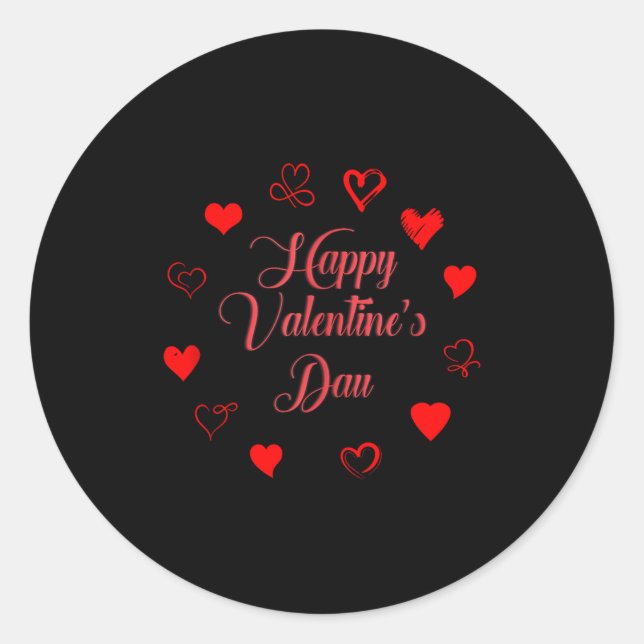 Sticker Rond Womens Valentine's Day Love Heart Printed Casual G (Devant)