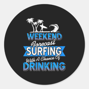 Sticker Rond Womens Weekend Prévision Chance De Surf Côtier