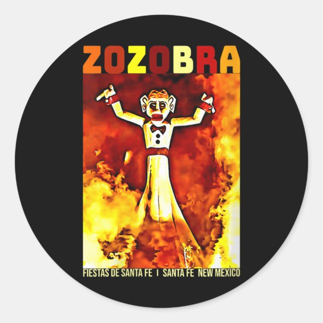 Sticker Rond Womens Zozobra Fiestas De Sante Fe New Mexico Old  (Devant)