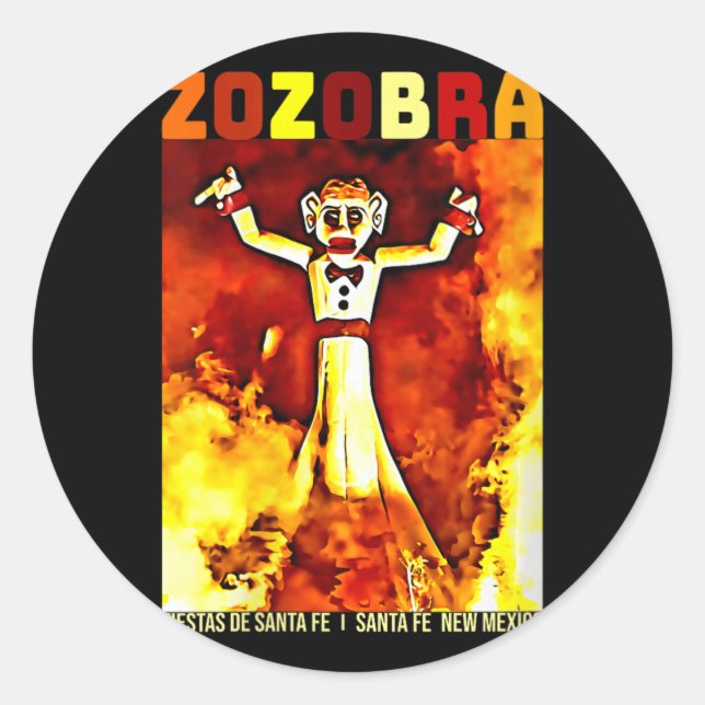 Sticker Rond Womens Zozobra Fiestas De Sante Fe New Mexico Old  (Devant)