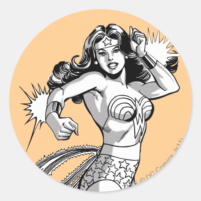 Sticker Rond Wonder Femme Black & White Defender (Devant)
