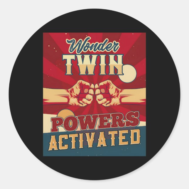 Sticker Rond Wonder Twin Powers Activé Twins Enfants frères (Devant)