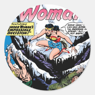 Sticker Rond Wonder Woman avec Wonder Girl