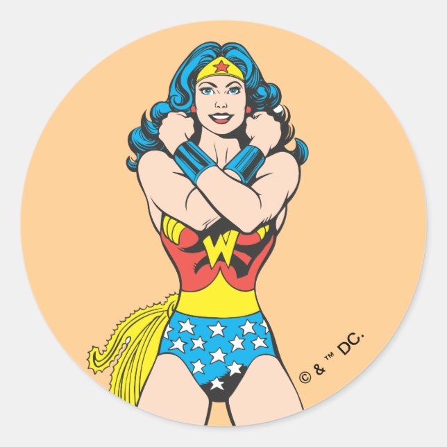 Sticker Rond Wonder Woman Bras Croisés (Devant)