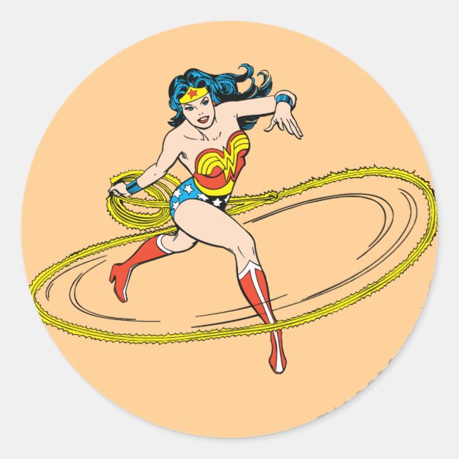Sticker Rond Wonder Woman entouré de Lasso (Devant)