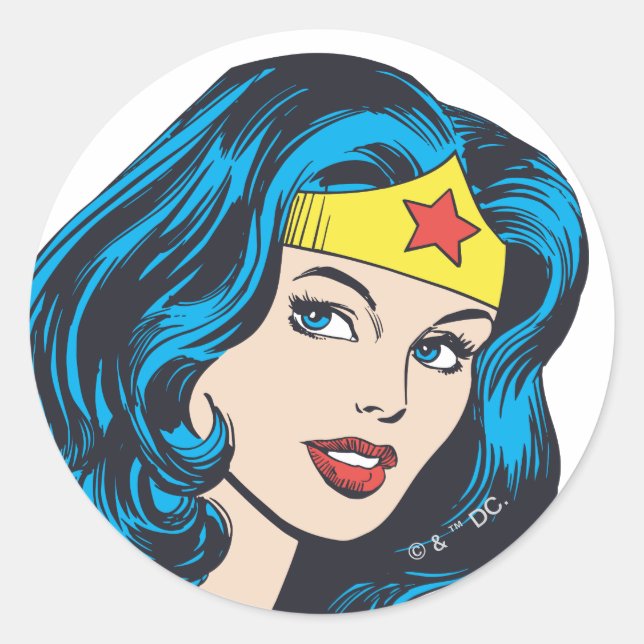 Sticker Rond Wonder Woman Face (Devant)
