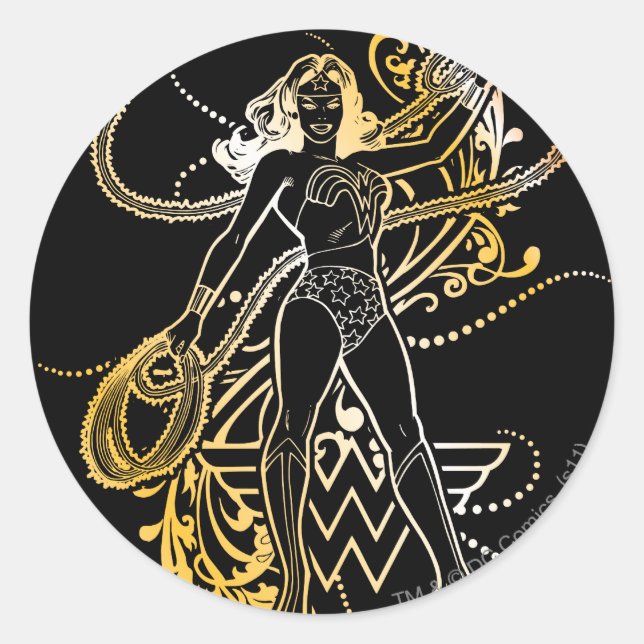 Sticker Rond Wonder Woman Fade Jaune (Devant)