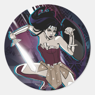 Sticker Rond Wonder Woman - Fierce