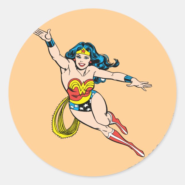 Sticker Rond Wonder Woman Flying Forward (Devant)