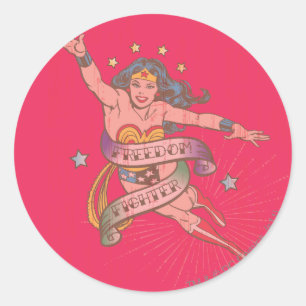 Sticker Rond Wonder Woman Freedom Fighter
