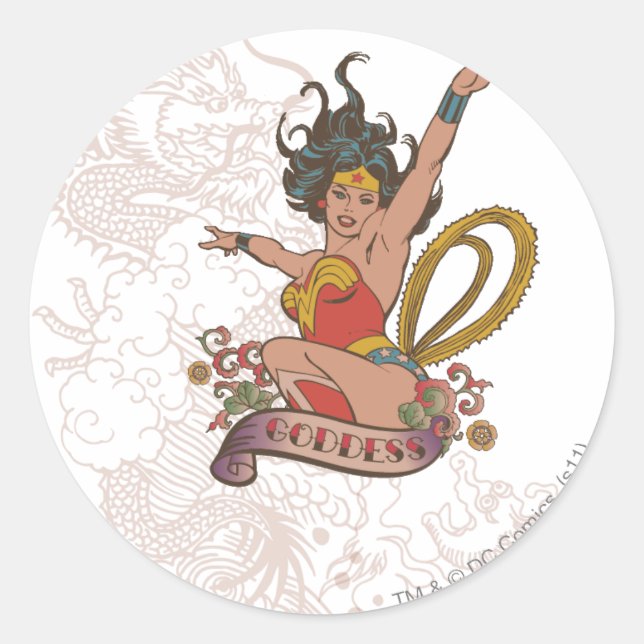 Sticker Rond Wonder Woman Goddess (Devant)
