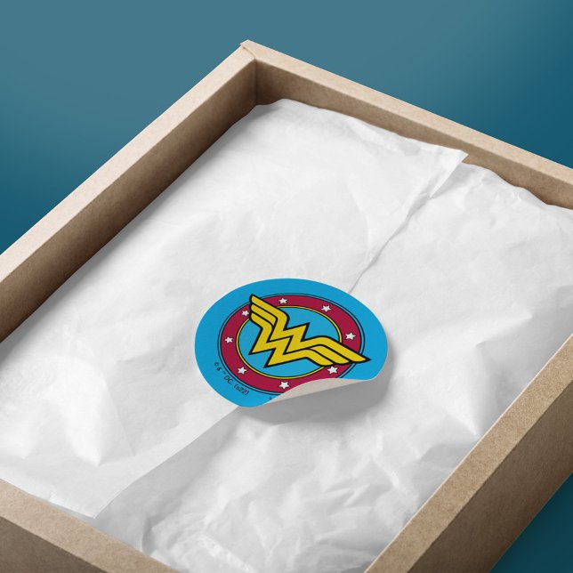 Sticker Rond Wonder Woman | Logo Cercle & Etoiles (Créateur téléchargé)