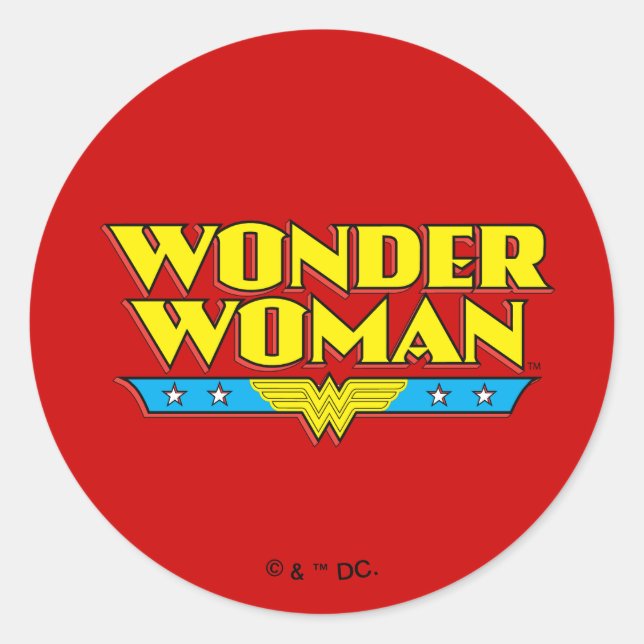 Sticker Rond Wonder Woman Nom et logo (Devant)