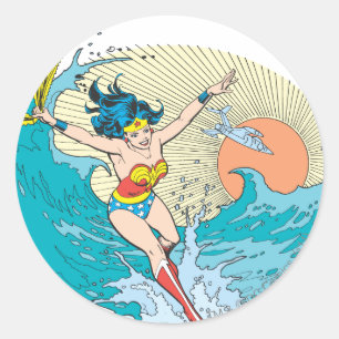 Sticker Rond Wonder Woman Ocean Sky