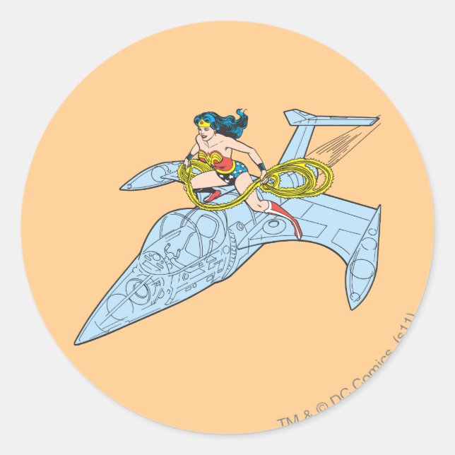Sticker Rond Wonder Woman on Spaceship (Devant)