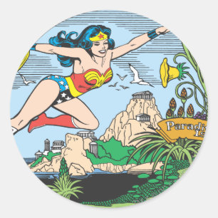 Sticker Rond Wonder Woman Paradise Island