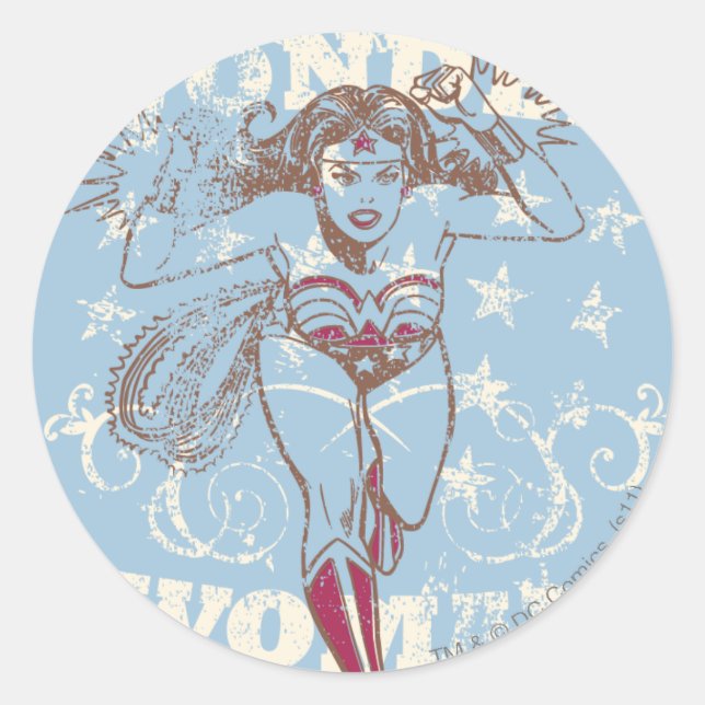 Sticker Rond Wonder Woman Pow (Devant)