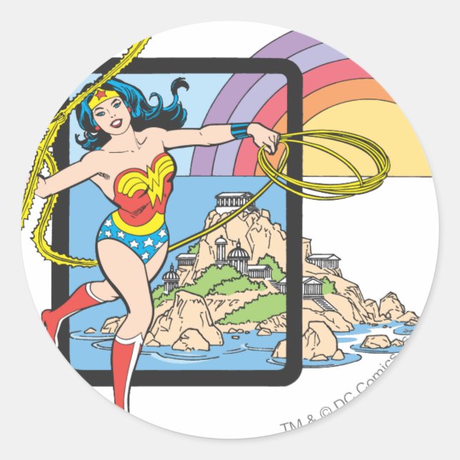Sticker Rond Wonder Woman Rainbow (Devant)
