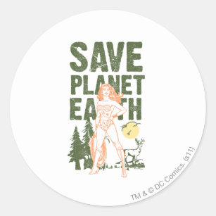 Sticker Rond Wonder Woman Sauver la planète Terre
