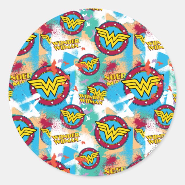 Sticker Rond Wonder Woman Spray Motif de peinture (Devant)