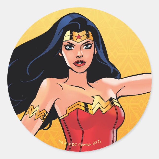 Sticker Rond Wonder Woman With Lasso - Fight For Justice (Devant)