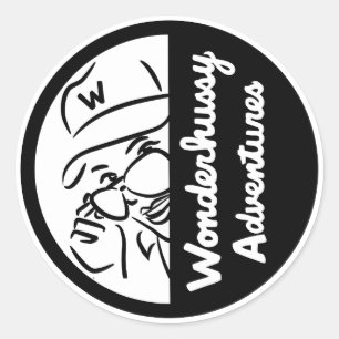 Sticker Rond Wonderhussy Adventures Black & White Peek-a-boo