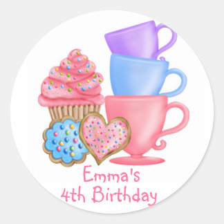 Sticker Rond Wonderland Anniversaire Tea Party
