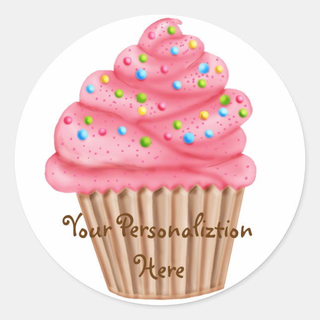 Sticker Rond Wonderland arrose le cupcake (Devant)