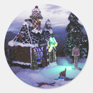 Sticker Rond Wonderland Snow Scene 2020