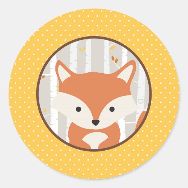 Sticker Rond Woodland Automne / Baby shower d'hiver Favoriser (Devant)