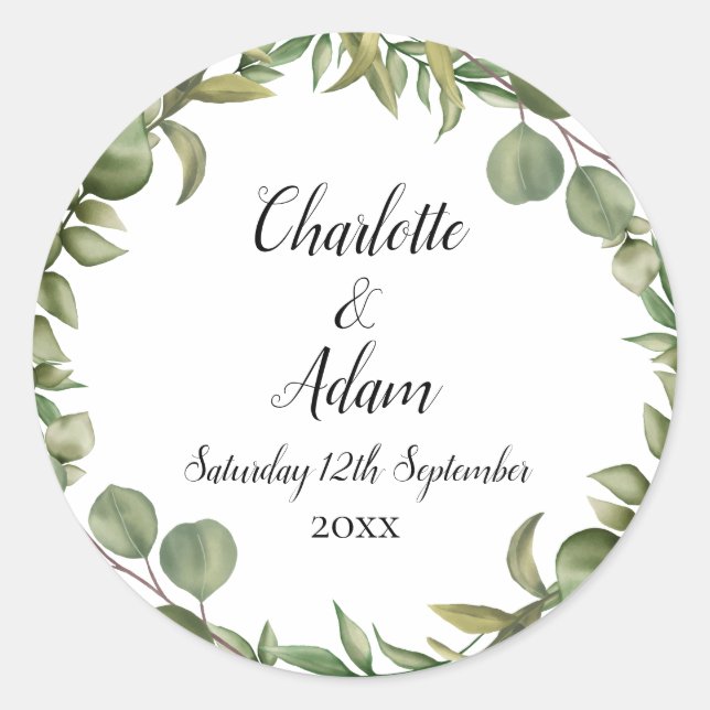 Sticker Rond Woodland Eucalyptus Mariage de verdure (Devant)