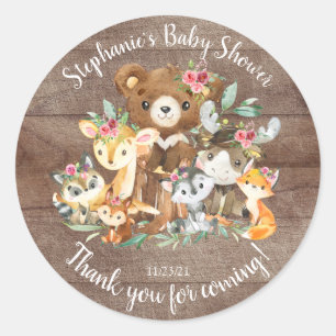 Sticker Rond Woodland Friends Baby shower Favoriser