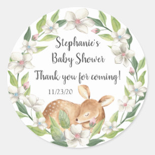 Sticker Rond Woodland Sweet Deer Baby shower Favoriser