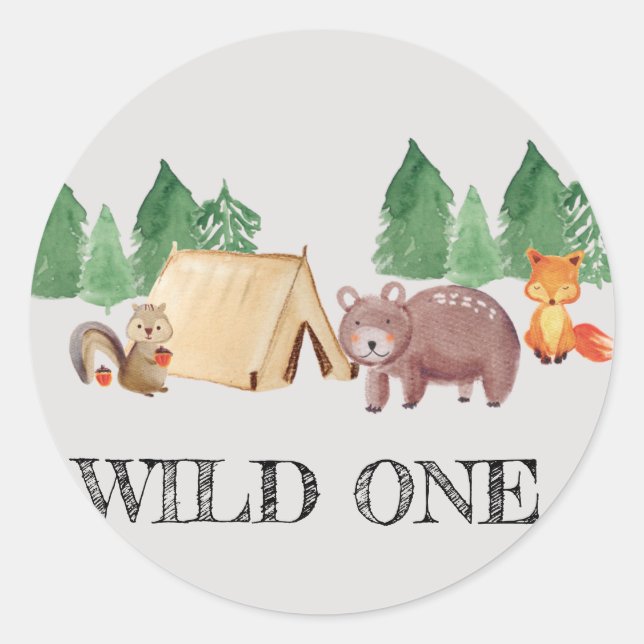 Sticker Rond Woodland Wild ONE (Devant)