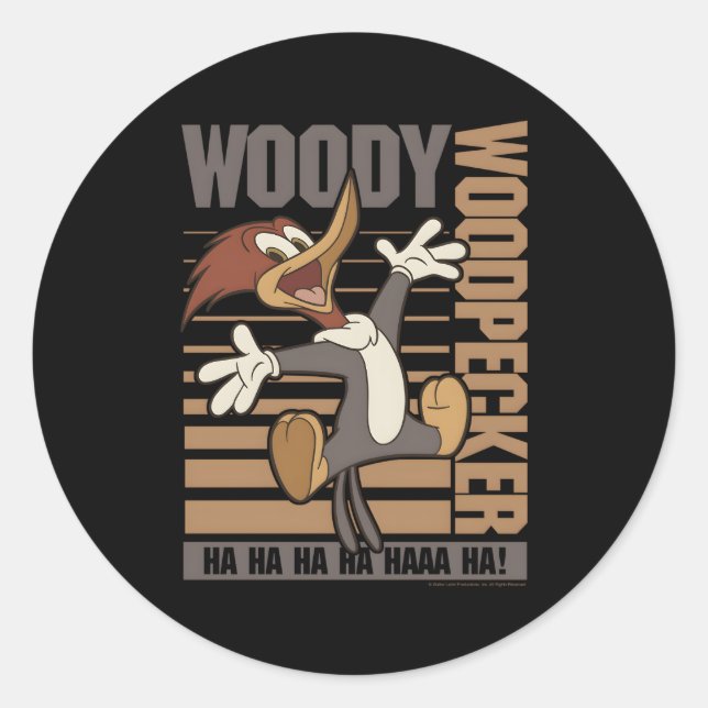 Sticker Rond Woody Woodpecker Ha Ha Ha Jumg (Devant)