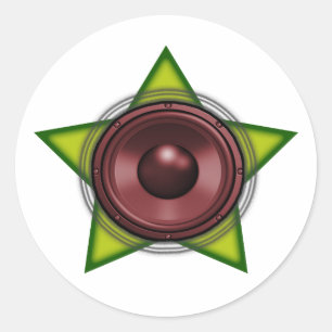 Sticker Rond Woofer star Rasta Dub Reggae Dubstep