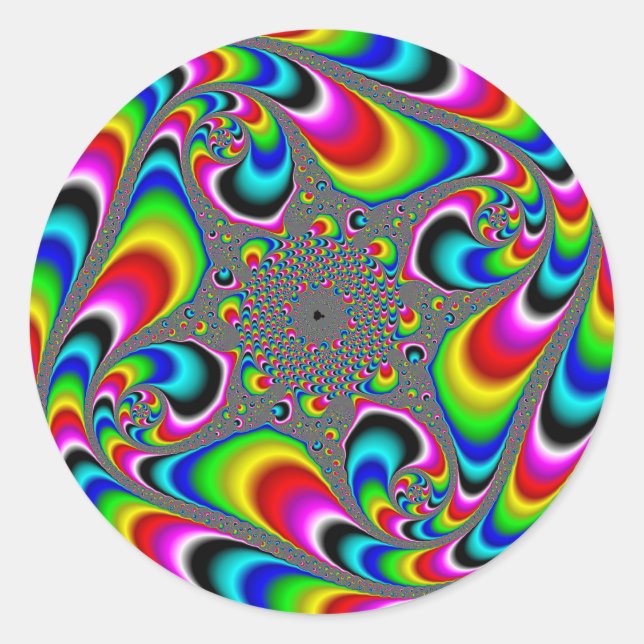 Sticker Rond Woooo Mandelbrot Fractal (Devant)