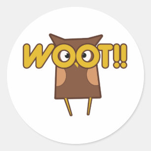 Sticker Rond Woot Congrats Owl