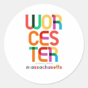Sticker Rond Worcester Massachusetts Mid Century, Pop Art,
