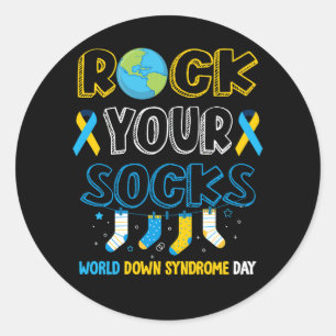 Sticker Rond World Down Syndrome Day T Shirt Rock Your Socks Aw