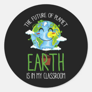 Sticker Rond World Jour des terres Planet Enseignants Clroom Fu