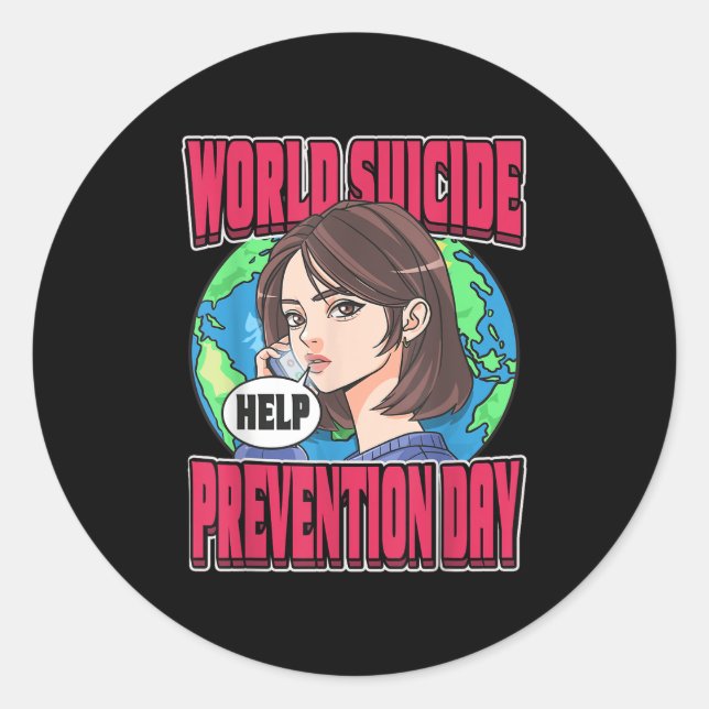 Sticker Rond World Suicide Prevention Day Awareness September 1 (Devant)