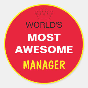 Sticker Rond Worlds Most Awesome - MANAGER / the best one