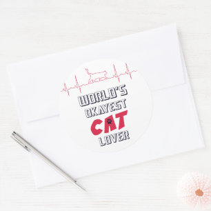 Sticker Rond World's Okayest Amoureux des chats Drôle Citation 