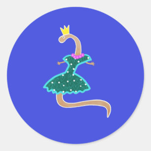 Sticker Rond Worm dans une robe verte et une couronne