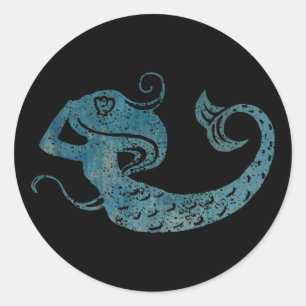 Sticker Rond Worn Mermaid